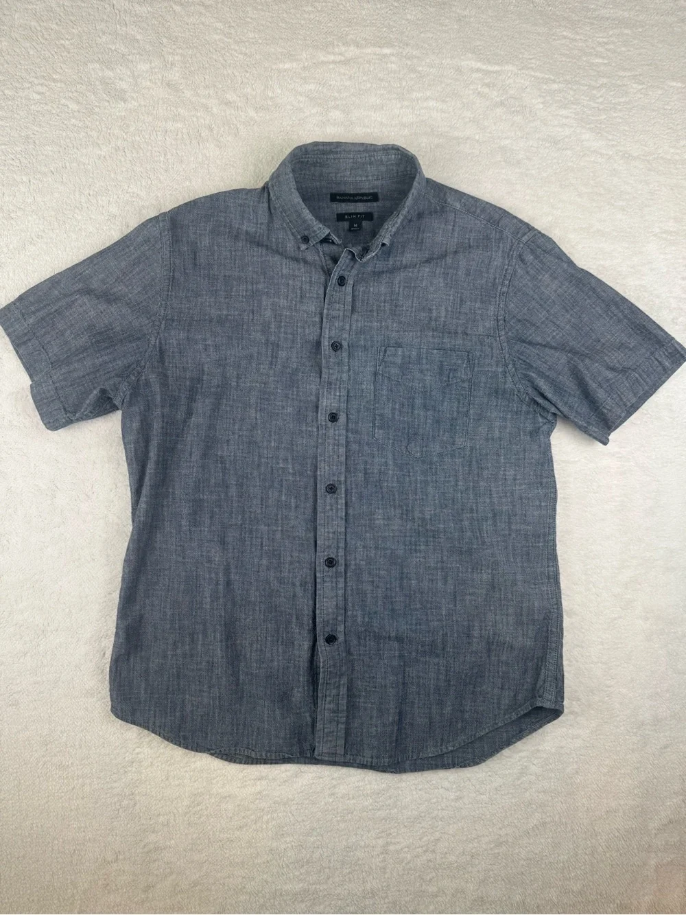 Banana Republic Men's Short-Sleeve Button-Down Shirt - Grey